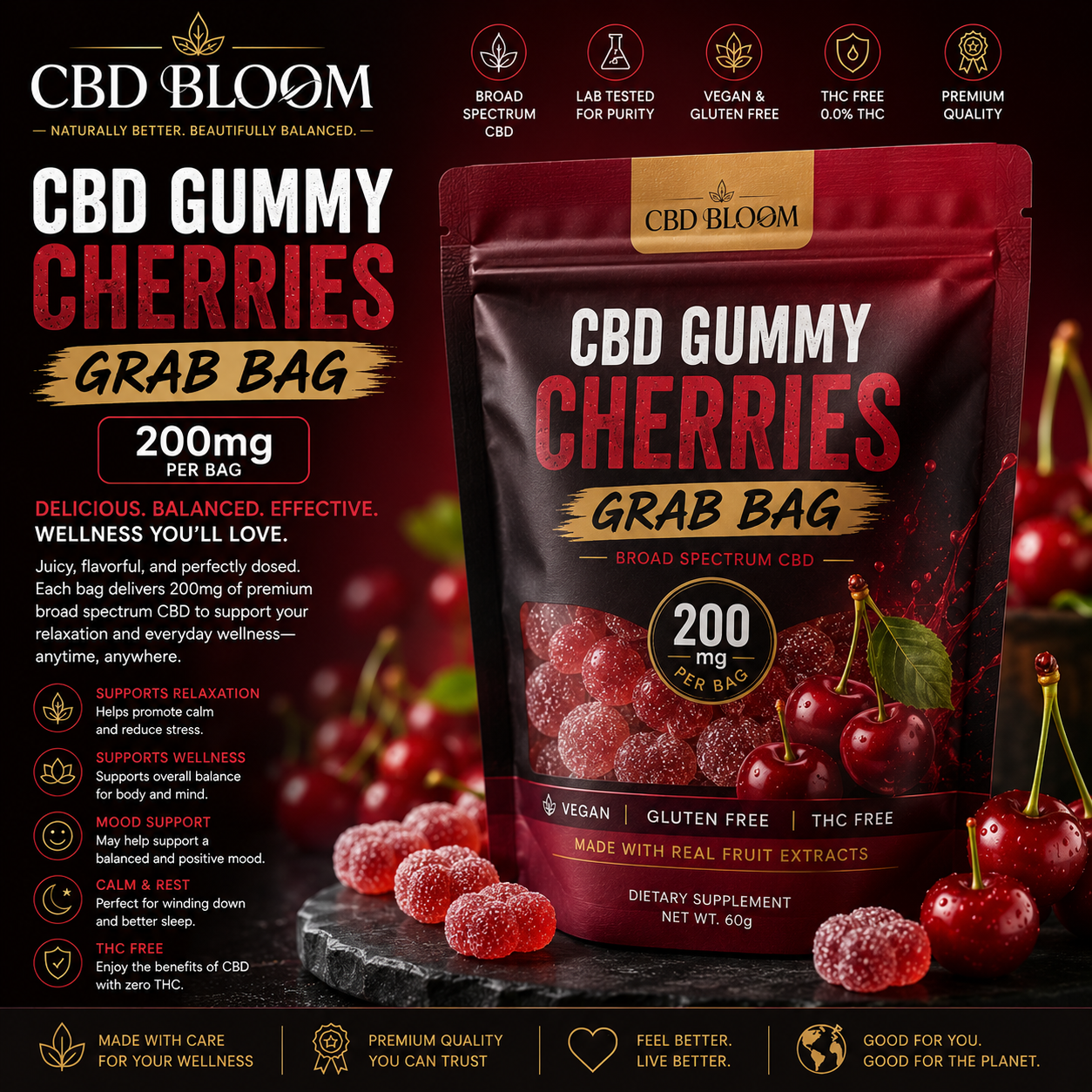 CBD Bloom CBD Gummy Cherries Grab Bag (200mg)